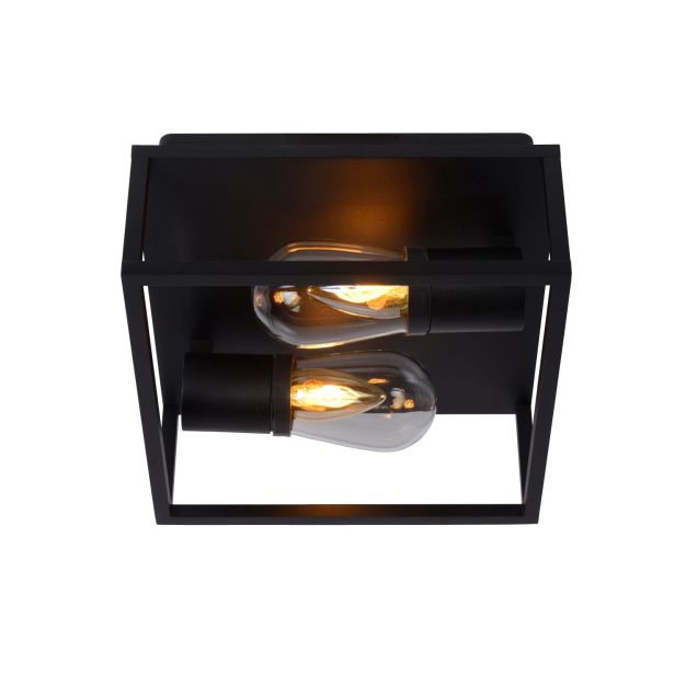 Lucide Carlyn - plafondverlichting - 25 x 25 x 12,6 cm - IP54 - zwart