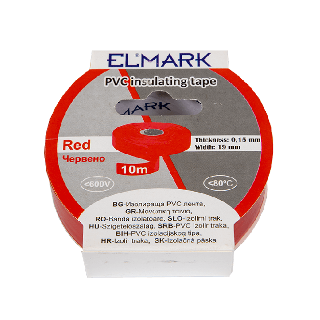 Elmark isolerende PVC tape 19mm - 10 meter lengte - rood