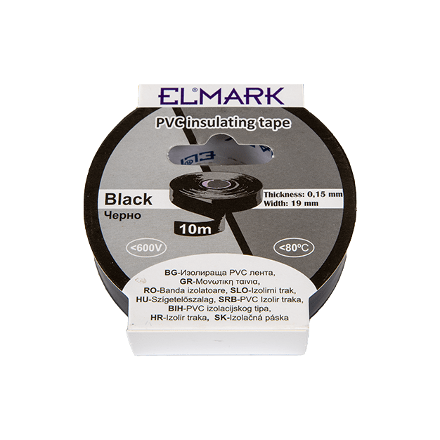 Elmark isolerende PVC tape 19mm - 10 meter lengte - zwart