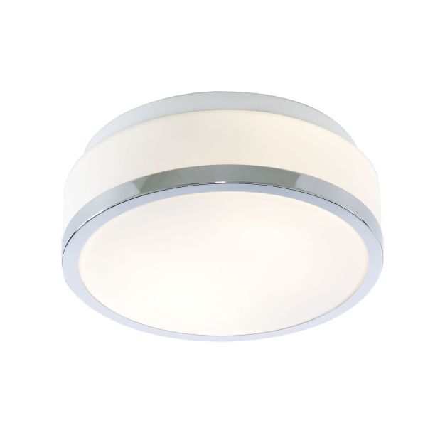 Searchlight Discs - plafondlamp badkamer - Ø 23 x 9,5 cm - IP44 - opaal en chroom