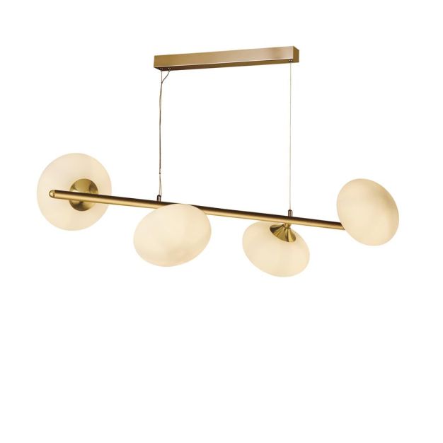 Searchlight Pebble - hanglamp - 76 x 120 cm - goud en opaal