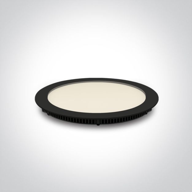 ONE Light Round Recessed Panels - inbouw plafondverlichting - Ø 22,3 x 2,2 cm - 18W LED incl. - IP40 - zwart - CCT