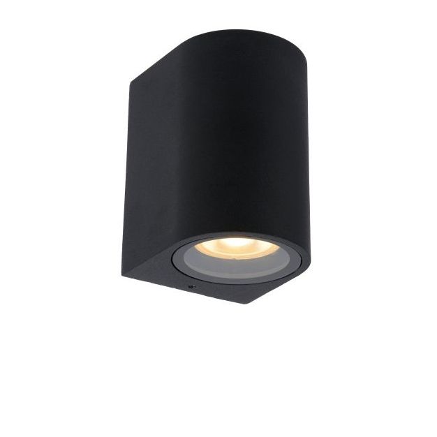 Lucide Zaro Round - buiten wandlamp - 7,8 x 6,8 x 10 cm - IP44 - zwart