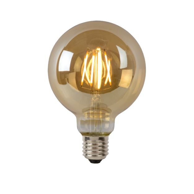 Lucide LED filament lamp - Ø 9,5 x 12,5 cm - E27 - 5W dimbaar - 2700K - amber