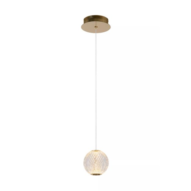 Lucide Cintra - hanglamp - Ø 14 cm x 150 cm - 5,7W LED incl. - transparant en goud