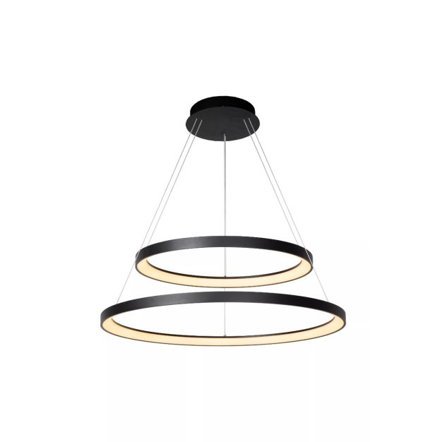 Lucide Vidal - hanglamp - Ø 78 x 200 cm - 92W LED incl. - zwart