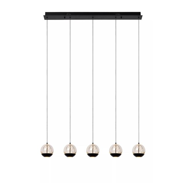 Lucide Sentubal 5L - hanglamp - 84 x 10 x 150 cm - 5 x 5,3W LED incl. - zwart