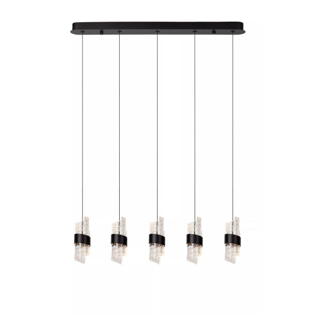 Lucide Kligande - hanglamp - 84 x 8 x 150 cm - 5 x 7,8W dimbare LED incl. - zwart