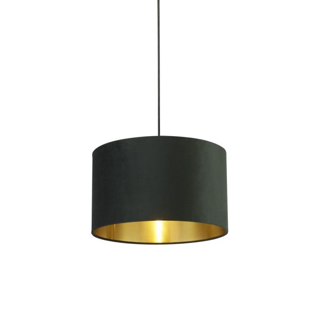 Searchlight Velvet Drum - lampenkap - Ø 40 x 24 cm - groen en goud