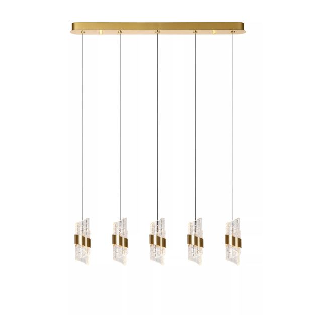 Lucide Kligande - hanglamp - 84 x 8 x 150 cm - 5 x 7,8W LED incl. - goud