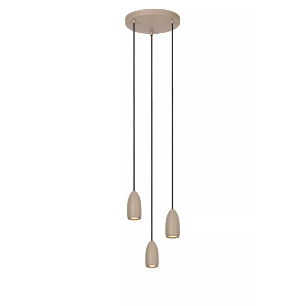 Lucide Evora 3L - hanglamp - Ø 25 x 150 cm - taupe