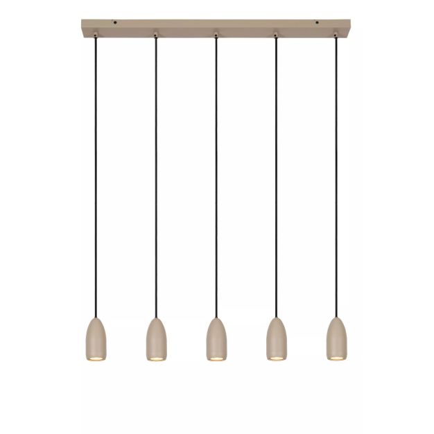 Lucide Evora 5L - hanglamp - 100 x 8 x 150 cm - taupe