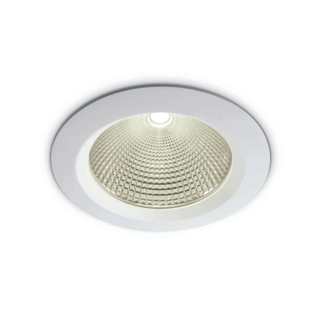 ONE Light COB Downlight Range Die Cast - inbouwspot - Ø 230 mm, Ø 210 mm inbouwmaat - 60W LED incl. - wit - warm witte lichtkleur