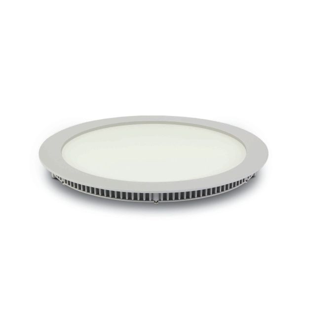 ONE Light Round Recessed Panels Die Cast - inbouw plafondverlichting - Ø 29,5 x 2,2 cm - 30W LED incl. - IP40 - wit - warm witte lichtkleur