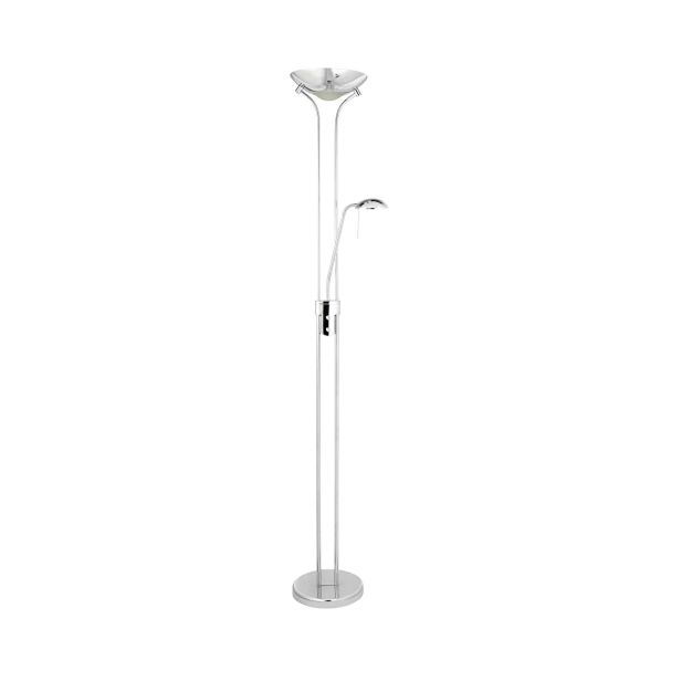 Searchlight Mother & Child - staanlamp met leeslamp - Ø25,4 x 180 cm - 15,5W + 5W dimbare LED incl. - chroom