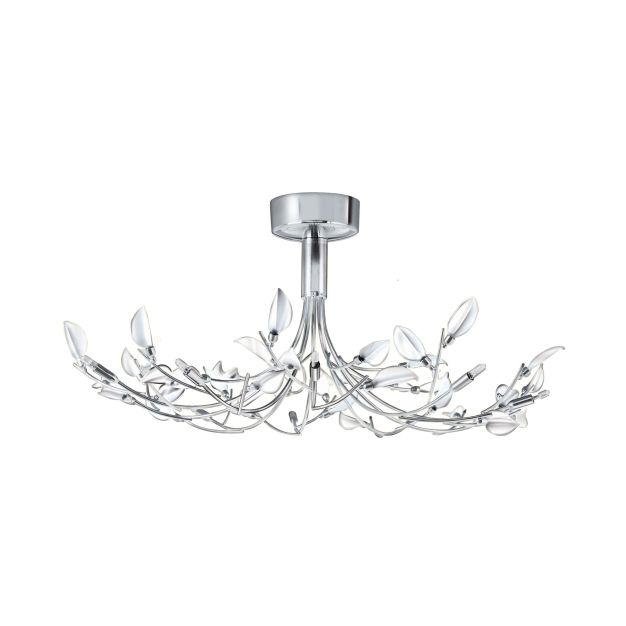 Searchlight Wisteria - plafondverlichting - Ø 66 x 28 cm - 10 x 7W halogeen incl. - chroom en wit