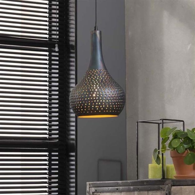 Vico Perforated - hanglamp - Ø 25 x 150 cm - zwart bruin