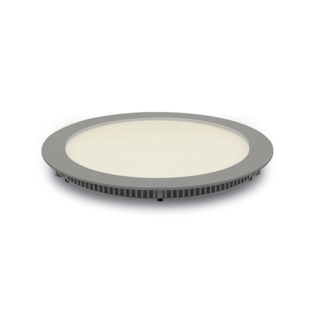 ONE Light Round Recessed Panels - inbouw plafondverlichting - Ø 22,3 x 2,2 cm - 18W LED incl. - IP40 - grijs