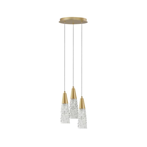 Nova Luce Kovac - hanglamp - Ø 25 x 180 cm - geborsteld goud en transparant