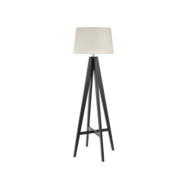 Searchlight Easel - staanlamp - 148 cm - donker hout en crème linnen