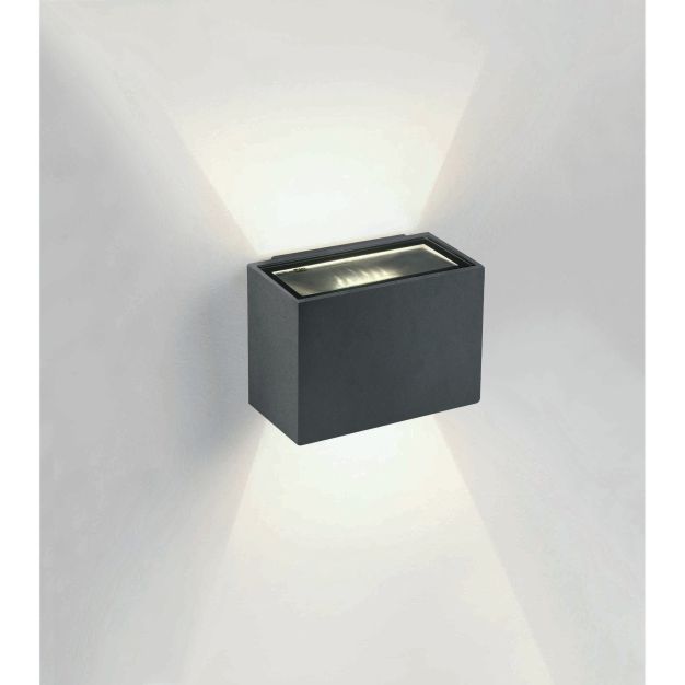 ONE Light Outdoor Wall Up & Down Lights - buiten wandverlichting - 9 x 6,5 x 6,5 cm - 2 x 3W LED incl. - IP54 - antraciet