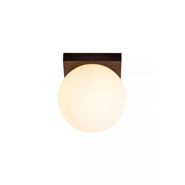 Lucide Tassa - plafondlamp - 13,5 x 13,5 x 13,4 cm - 12W dim to warm LED incl. - zwart en opaal