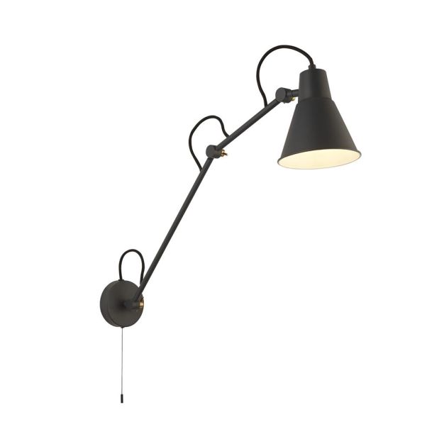 Searchlight Swing - wandverlichting met trekschakelaar - 14 x 77 cm - grijs