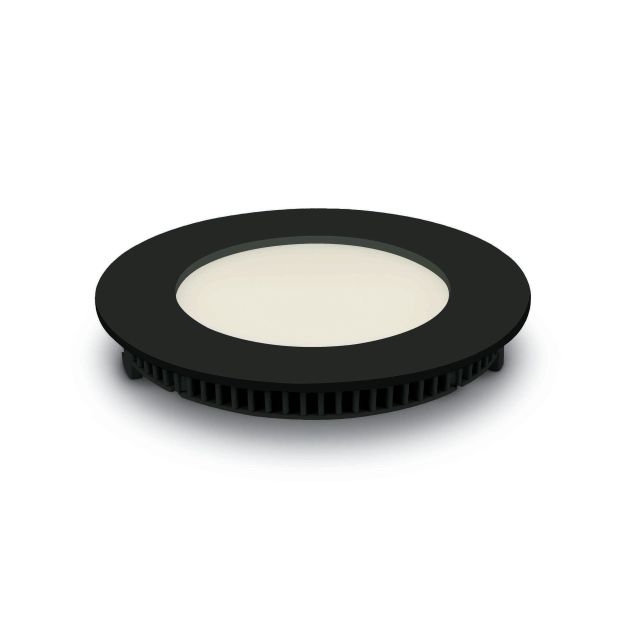 ONE Light Round Recessed Panels - inbouwspot - Ø 120 mm, Ø 108 mm inbouwmaat - 8W LED incl. - IP40 - zwart - warm witte lichtkleur