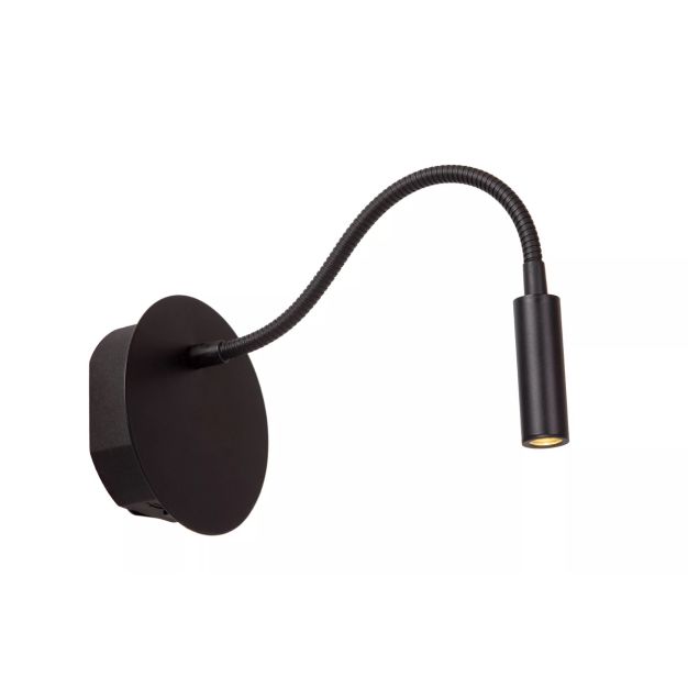 Lucide Jolijn - wandlamp met flexibele leesarm - oplaadbaar via USB-kabel - Ø 11 x 3,2 cm - 2W led incl. - zwart