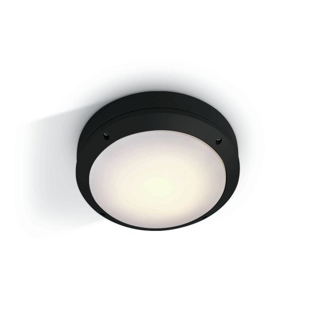 ONE Light Round E27 Outdoor - buiten plafond/wandverlichting - Ø 26,5 x 8,8 cm - IP54 - zwart