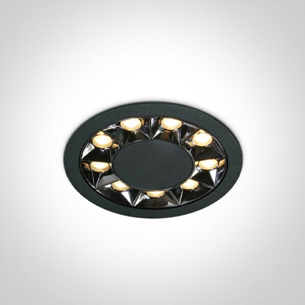 ONE Light Round Mirror Range - inbouwspot - Ø 112 mm, Ø 100 mm inbouwmaat - 12W LED incl. - zwart