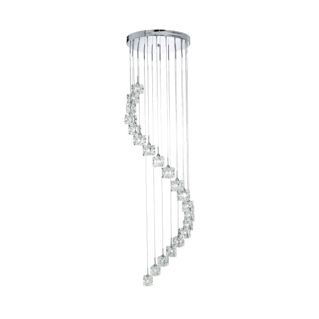 Searchlight Ice Cube - hanglamp - Ø 45 x 180 cm - 20 x 3W dimbare LED incl. - chroom