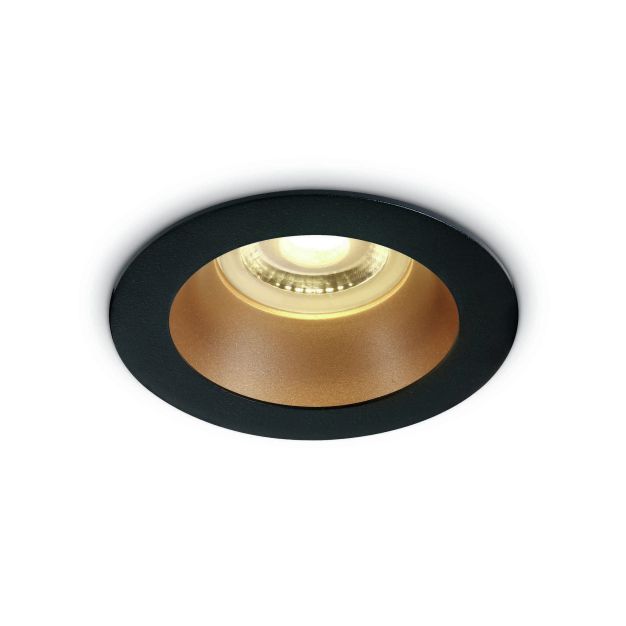 ONE Light Chill Out Range - inbouwspot - Ø 79 mm, Ø 70 mm inbouwmaat - zwart en messing