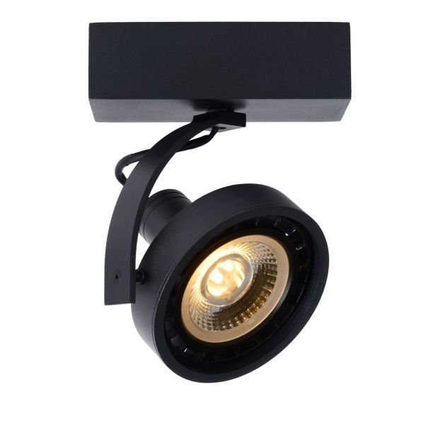 Lucide Dorian - opbouwspot - 13 x 15 x 16,5 cm - 12W dimbare LED incl. - dim to warm - zwart