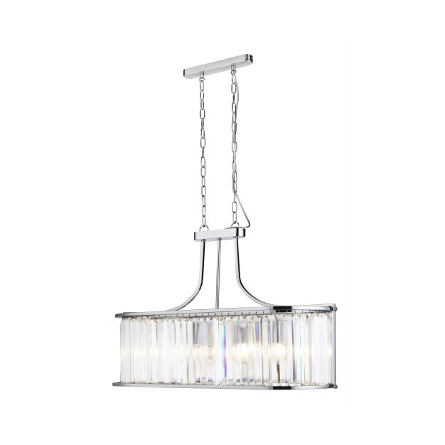 Searchlight Victoria - hanglamp - 78 x 30 x 150 cm - chroom en transparant