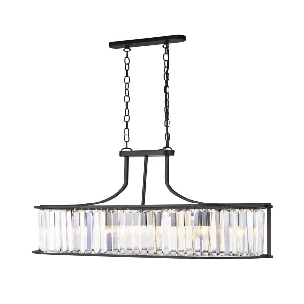 Searchlight Victoria - hanglamp - 78 x 30 x 150 cm - mat zwart en transparant