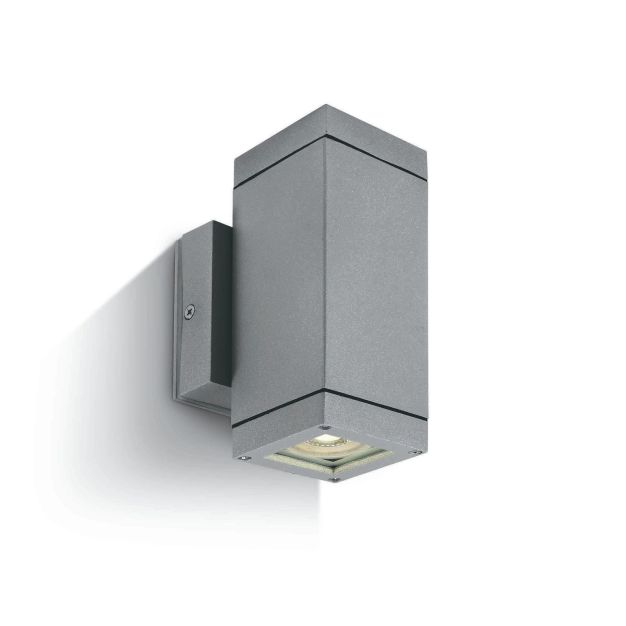 ONE Light GU10 Outdoor Cubes - buiten wandverlichting - 6,3 x  6,3 x 15,4 cm - IP54 - grijs