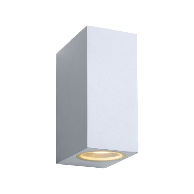 Lucide Zora 2 - buiten wandlamp - 6,5 x 9 x 15 cm - 2 x 5W dimbare LED incl. - IP44 - wit