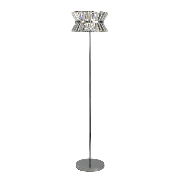 Searchlight Uptown - vloerlamp - Ø 34 x 150 cm - chroom en transparant