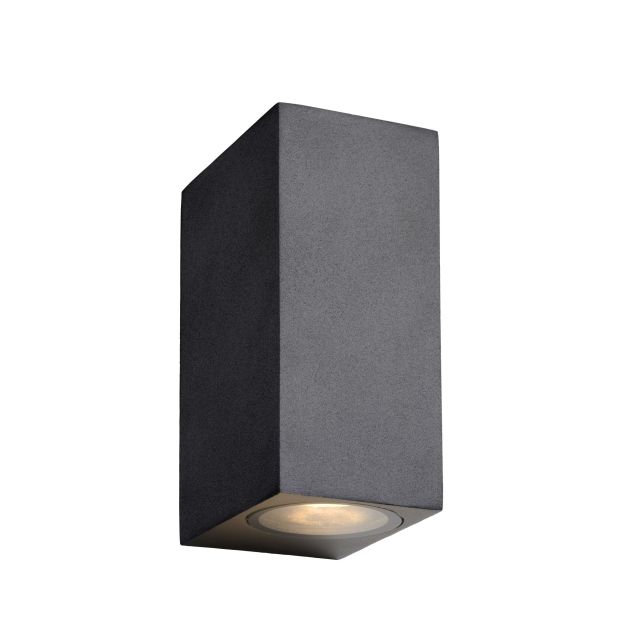 Lucide Zora 2 - buiten wandlamp - 6,5 x 9 x 15 cm - 2 x 5W dimbare LED incl. - IP44 - zwart