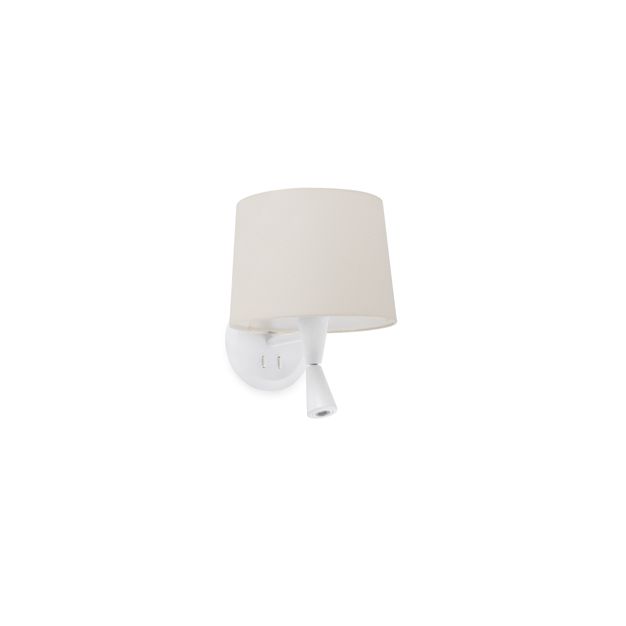 Faro Conga - wandverlichting - 21,5 x 19 x 17,3 cm - 3W LED incl. - mat wit en beige