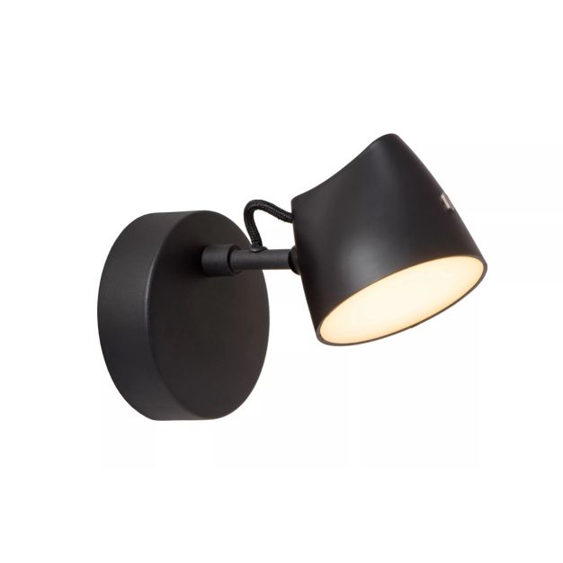 Lucide Milne - wandlamp - Ø 10 x 16,5 cm - 6W dimbare LED incl. - zwart