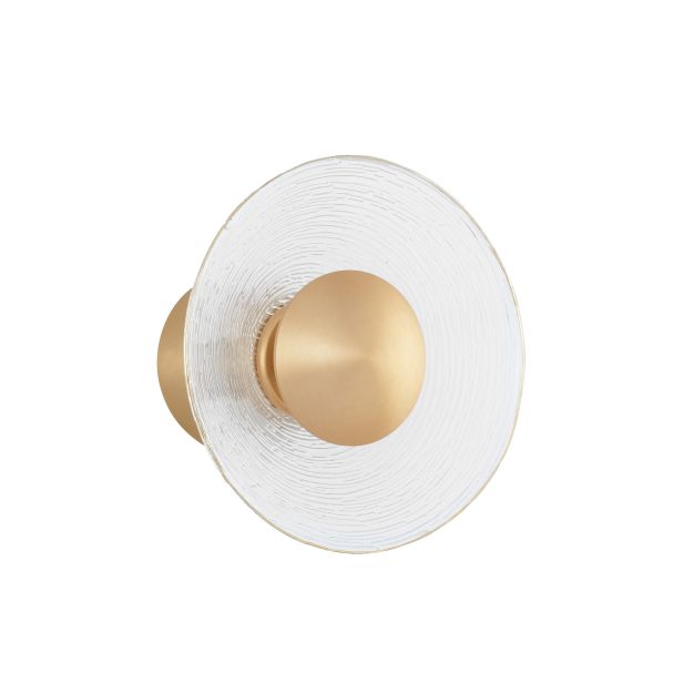 Nova Luce Esil - wandverlichting - Ø 20 x 11,2 cm - 8W LED incl. - messing goud en transparant