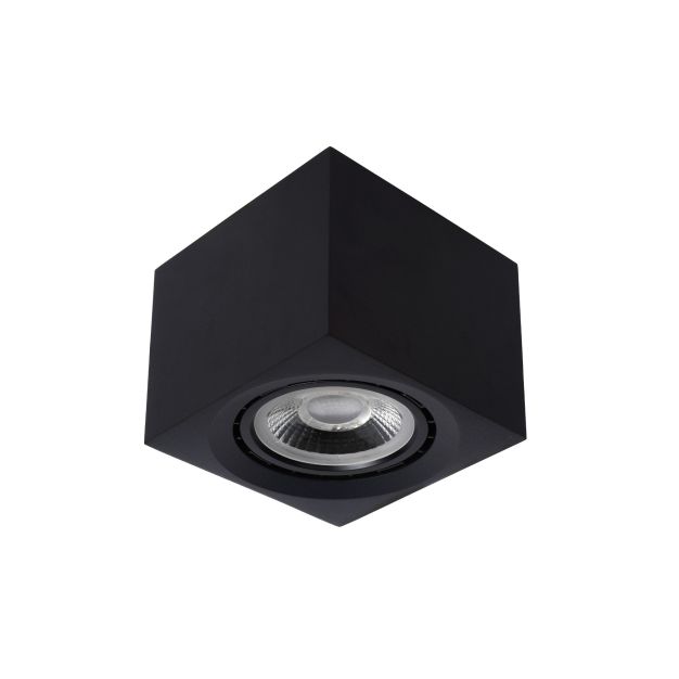 Lucide Fedler - opbouwspot - 12 x 12 x 8,5 cm - 12W dimbare LED incl. - dim to warm - zwart