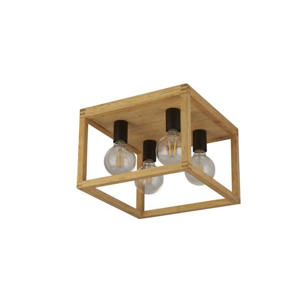 Searchlight Square - plafondlamp - 36 x 36 x 25 cm - zwart en bruin