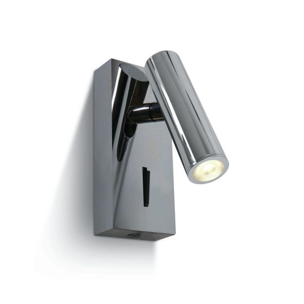 ONE Light Reading Spots - wandverlichting met schakelaar - 5 x 2,5 x 12 cm - 3W LED incl. - chroom