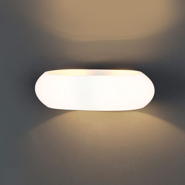 Maxlight Manana - wandverlichting - 28 x 10 x 7 cm - 2 x 60W halogeen incl. - wit en geborsteld metaal