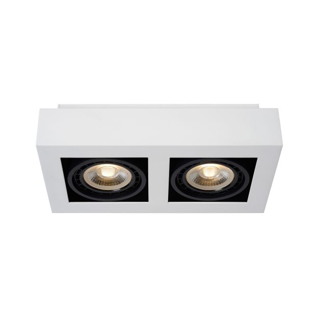 Lucide Zefix - opbouwspot 2L - 34 x 18,5 x 9 cm - 2 x 12W dimbare LED incl. - dim to warm - wit en zwart