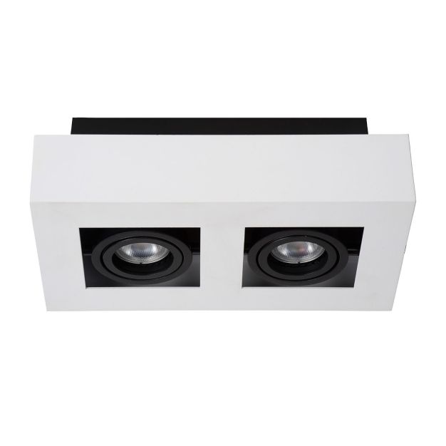 Lucide Xirax - opbouwspot - 25 x 14 x 8,8 cm - 2 x 5W dimbare LED incl. - dim to warm - wit