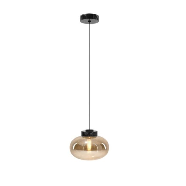 Maxlight Moonstone - hanglamp - Ø 45 x 150 cm - amber glas en zwart